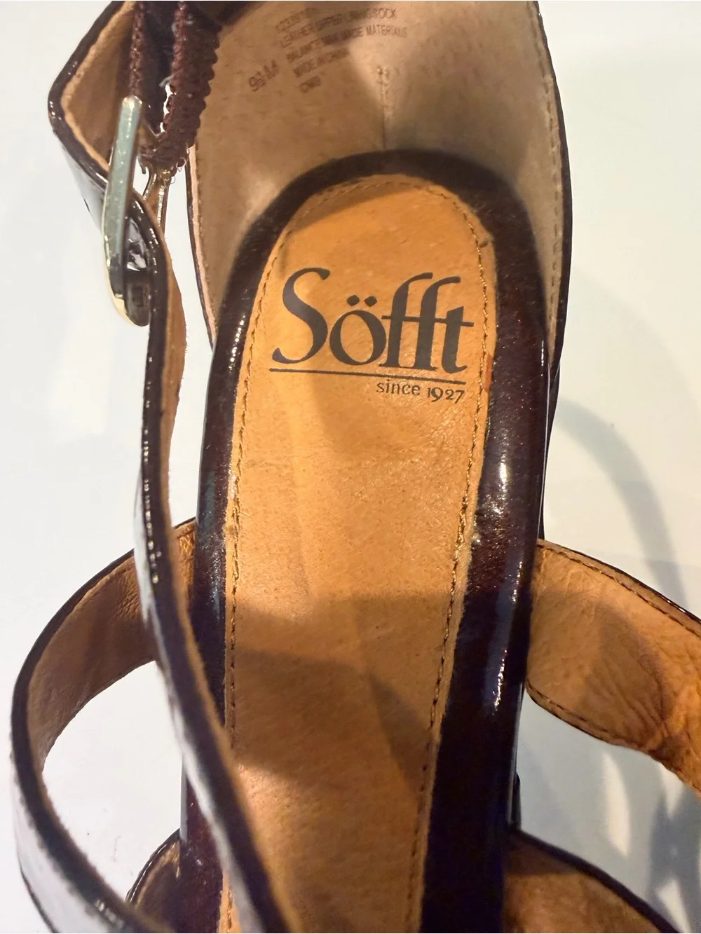 Women's Brown Strappy Patent Leather Sandals